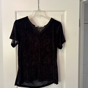 Michael Stars Black Velvet Short Sleeve Top